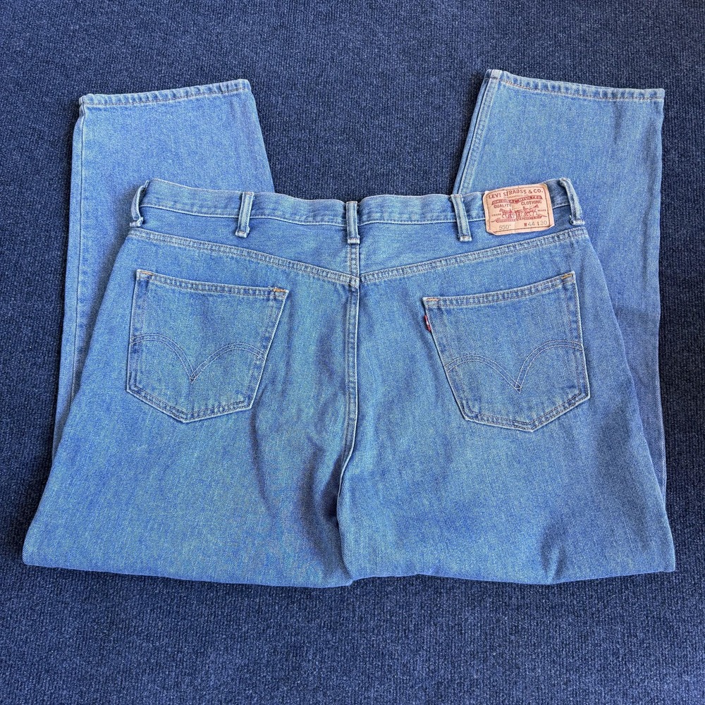 Levis 550 Jeans Mens 44x30 Light Wash Blue Denim Relaxed Tapered Fit‎ Casual